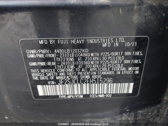 JF2SJCLC2EH515296 Subaru 2.5na c0