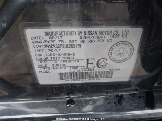 3N1CK3CP2HL265179 Nissan Micra S/sr/sv