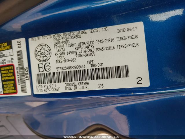 5TFSZ5AN6HX088643 Toyota 2gr-fks