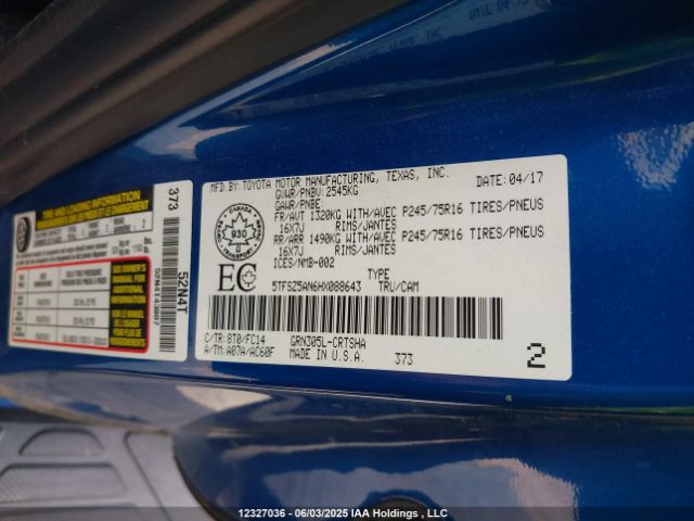 5TFSZ5AN6HX088643 Toyota 2gr-fks