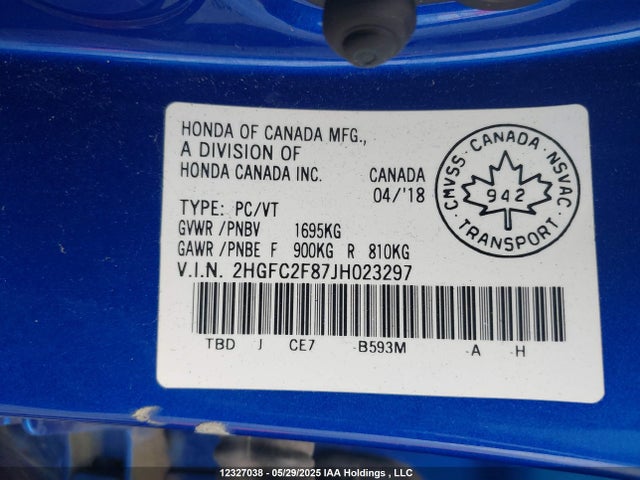 Honda k20c2 2018 2HGFC2F87JH023297 Image 19