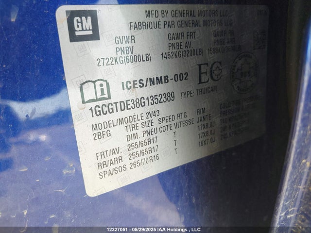 1GCGTDE38G1352389 Chevrolet lfx - sidi, vvt, e85 max, aluminum