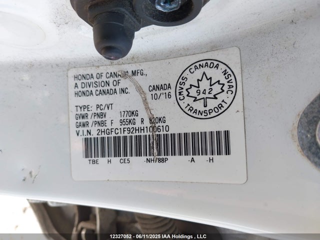 2HGFC1F92HH100610 Honda l15b7