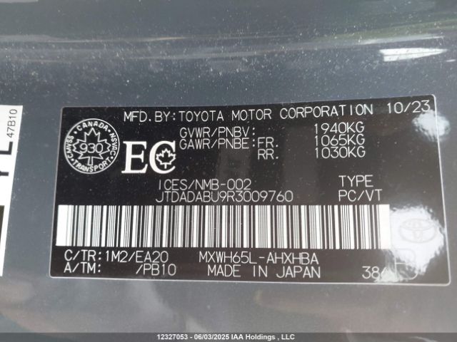 JTDADABU9R3009760 Toyota Prius