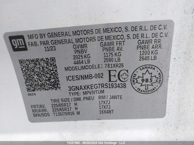3GNAXKEG7RS193438 Chevrolet lsd