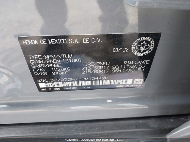 3CZRZ2H73PM104428 Honda k20z5
