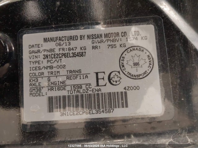Nissan 2014 2014 3N1CE2CP6EL354587 Image 9