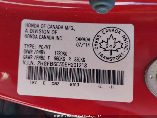 2HGFB6E50EH201218 Honda Civic Si Si