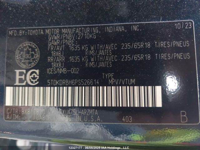5TDKDRBH6PS526614 Toyota t24a-fts