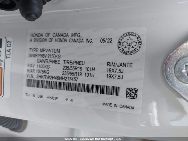 2HKRW2H46NH217457 Honda l15be