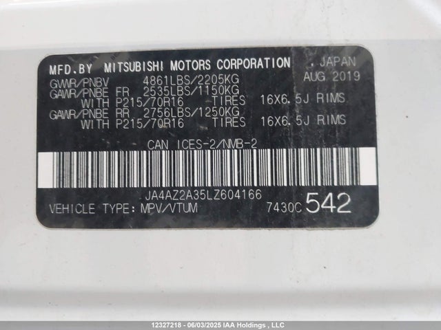 Mitsubishi mivec 2020 JA4AZ2A35LZ604166 Image 9