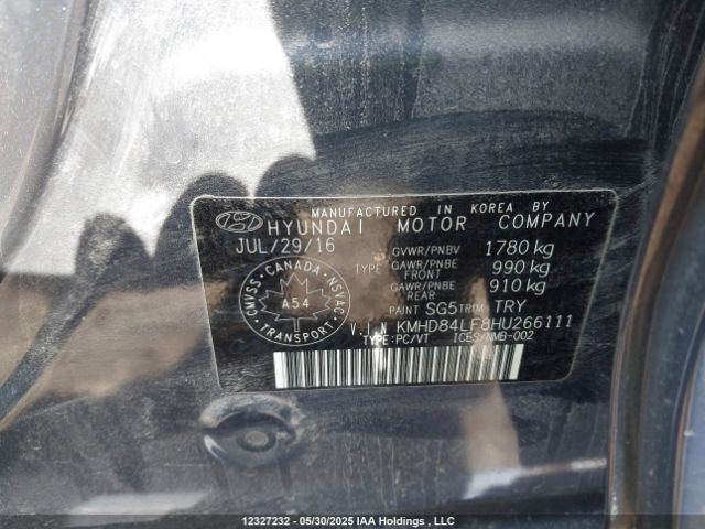 KMHD84LF8HU266111 Hyundai Elantra