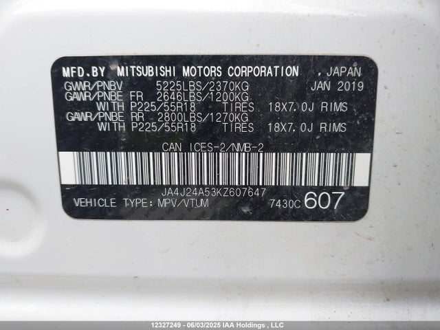 JA4J24A53KZ607647 Mitsubishi Outlander Sel/gt