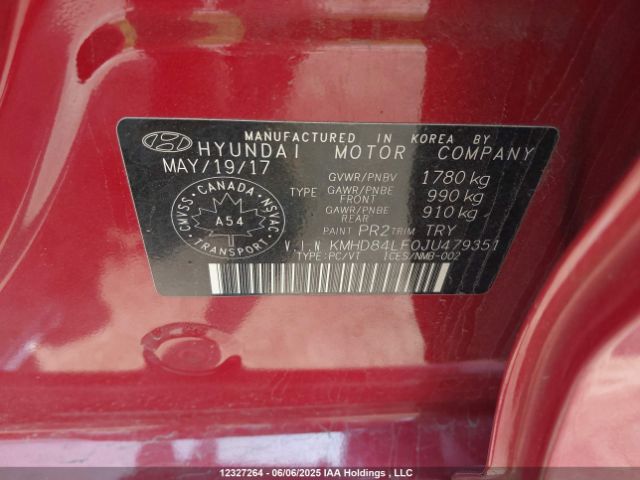 KMHD84LF0JU479351 Hyundai Elantra Gls