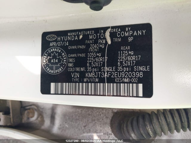 KM8JT3AF2EU920398 Hyundai gdi nu