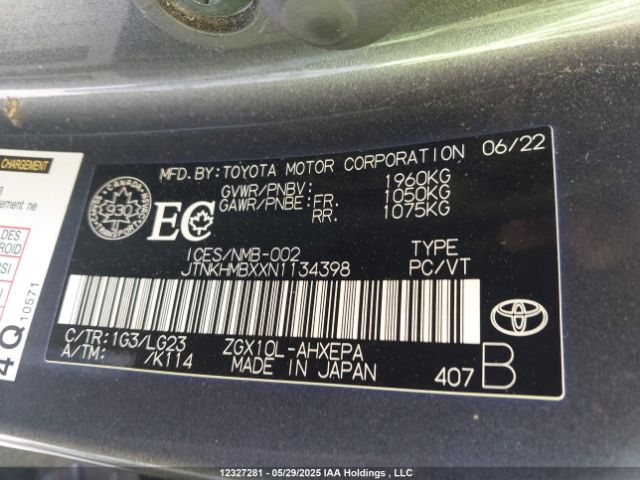 JTNKHMBXXN1134398 Toyota 3zr-fae