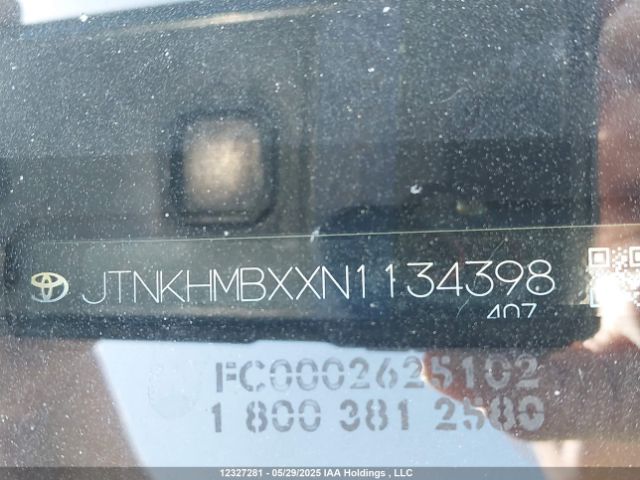 JTNKHMBXXN1134398 Toyota 3zr-fae