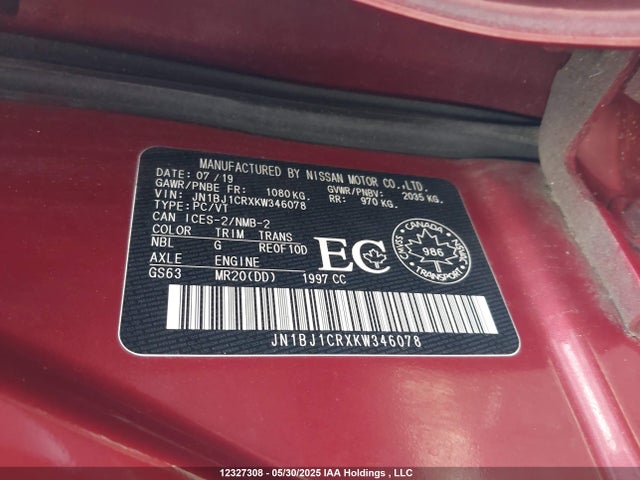 JN1BJ1CRXKW346078 Nissan 2019