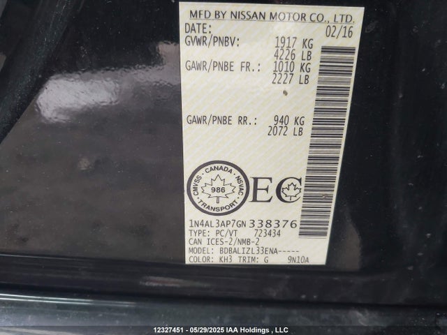 1N4AL3AP7GN338376 Nissan Altima