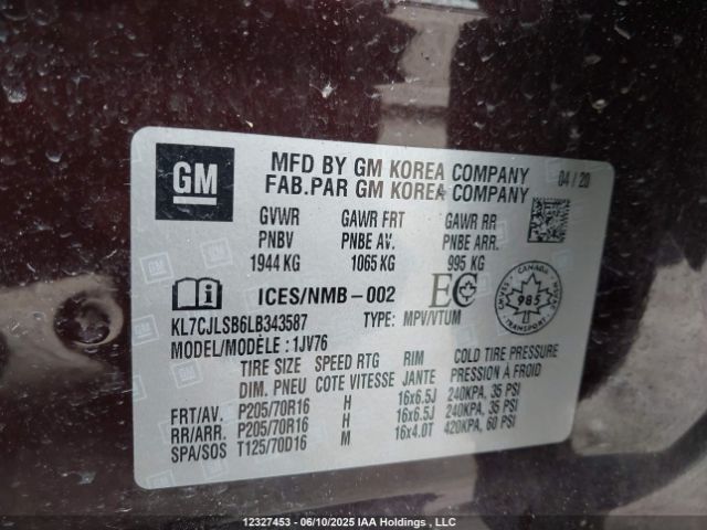 KL7CJLSB6LB343587 Chevrolet luv - mfi, variable valve timing, e85 max, alum