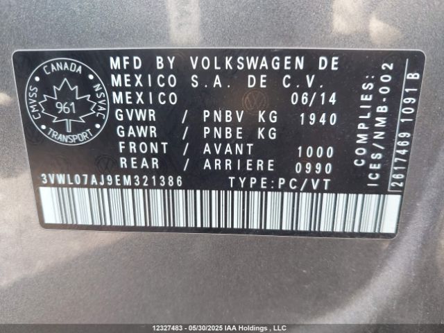 3VWL07AJ9EM321386 Volkswagen 2014