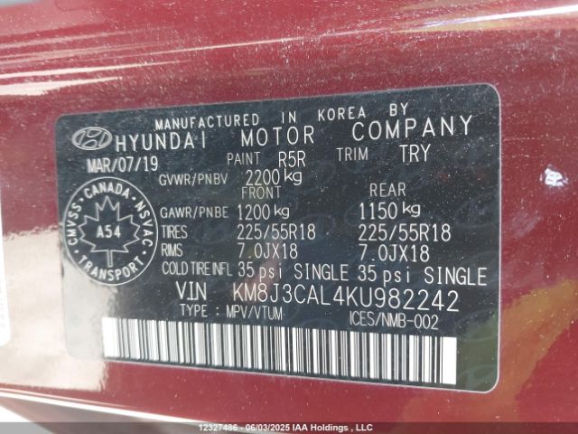 KM8J3CAL4KU982242 Hyundai gdi theta ii