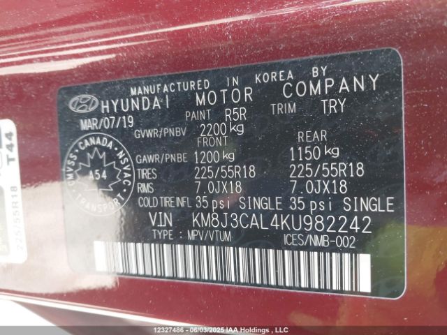 KM8J3CAL4KU982242 Hyundai gdi theta ii