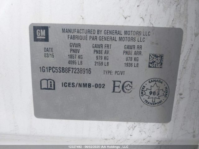 1G1PC5SB8F7238916 Chevrolet CRUZE LT
