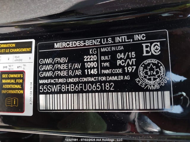 55SWF8HB6FU065182 Mercedes-Benz C-Class