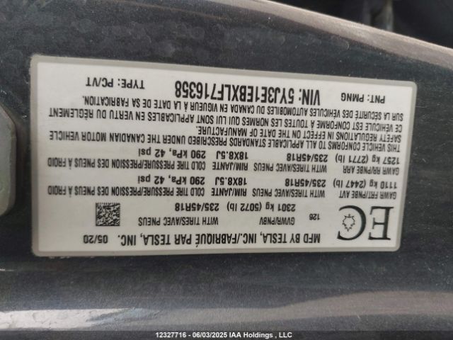 5YJ3E1EBXLF716358 Tesla MODEL 3