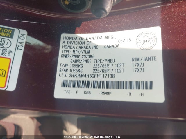 2HKRM4H50FH117138 Honda k24w9