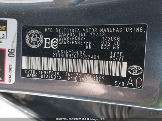 2T1BURHE6EC057401 Toyota 2zr-fe