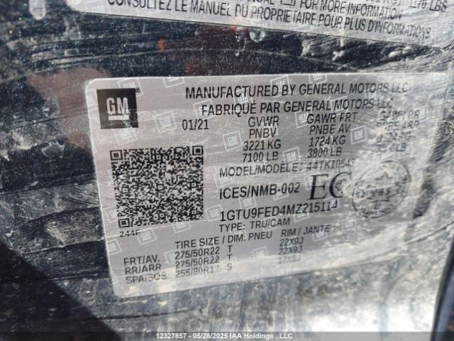1GTU9FED4MZ215114 GMC l84 - di, alum, gen 5, var 2