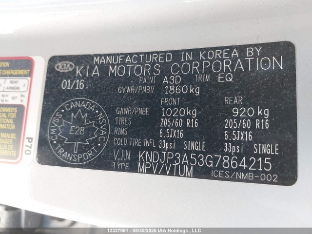 KNDJP3A53G7864215 KIA Soul Energy Edition/ex/ex+/ex+ Eco/sport Special Edition/sx/sx Luxury/urban Special Edition