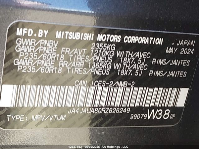 JA4J4UA80RZ626249 Mitsubishi Outlander Es
