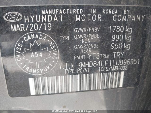 KMHD84LF1LU896951 Hyundai mpi nu