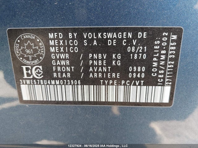 3VWE57BU4MM073906 Volkswagen tsi