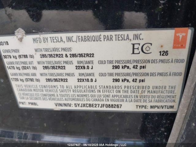 5YJXCBE27JF088267 Tesla MODEL X
