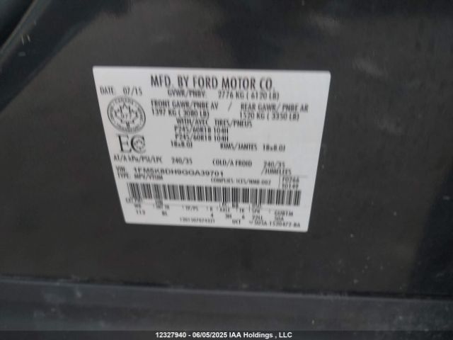 1FM5K8DH9GGA39701 Ford EXPLORER XLT