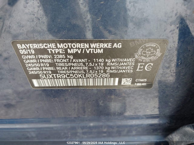 5UXTR9C50KLR05286 BMW X3