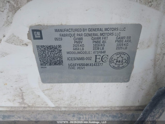 1G1FY6S04K4143377 Chevrolet BOLT EV LT