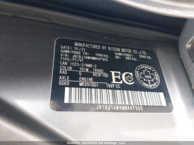 JN1BJ1AW4MW447905 Nissan Qashqai S