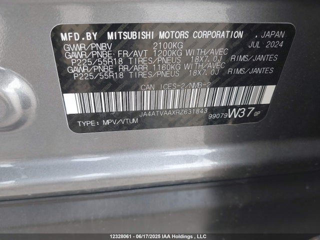 JA4ATVAAXRZ631843 Mitsubishi tc/ic mivec