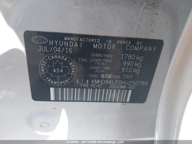 KMHD84LF0HU250789 Hyundai ELANTRA GL