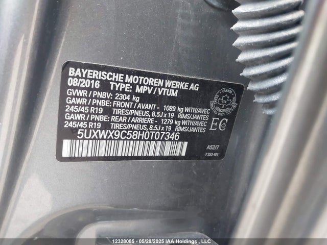 5UXWX9C58H0T07346 BMW X3