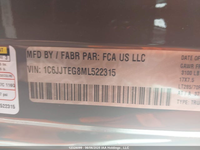 1C6JJTEG8ML522315 Jeep 2021