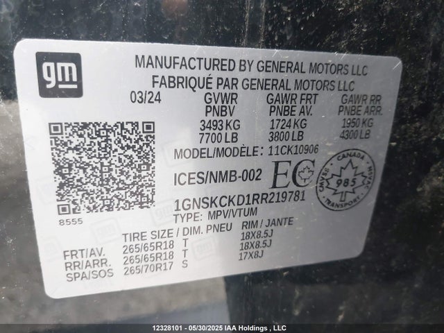 1GNSKCKD1RR219781 Chevrolet l84
