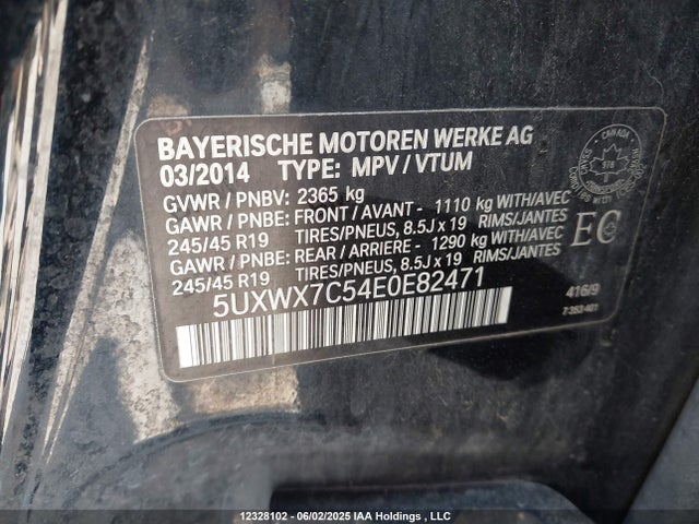 5UXWX7C54E0E82471 BMW 2014