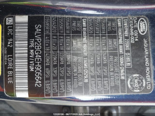 SALVP2BG4EH905642 Land Rover RANGE ROVER EVOQUE