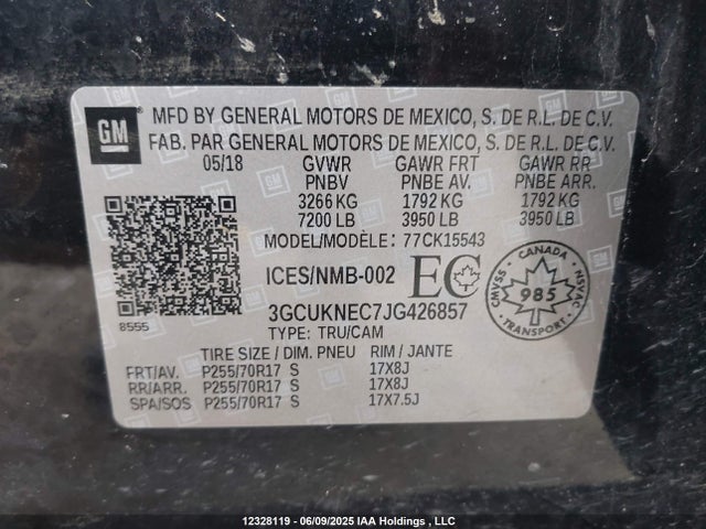 3GCUKNEC7JG426857 Chevrolet Silverado K1500/k1500 Ls